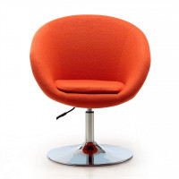 Manhattan Comfort AC036-OR Hopper Orange and Polished Chrome Wool Blend Adjustable Height Chair